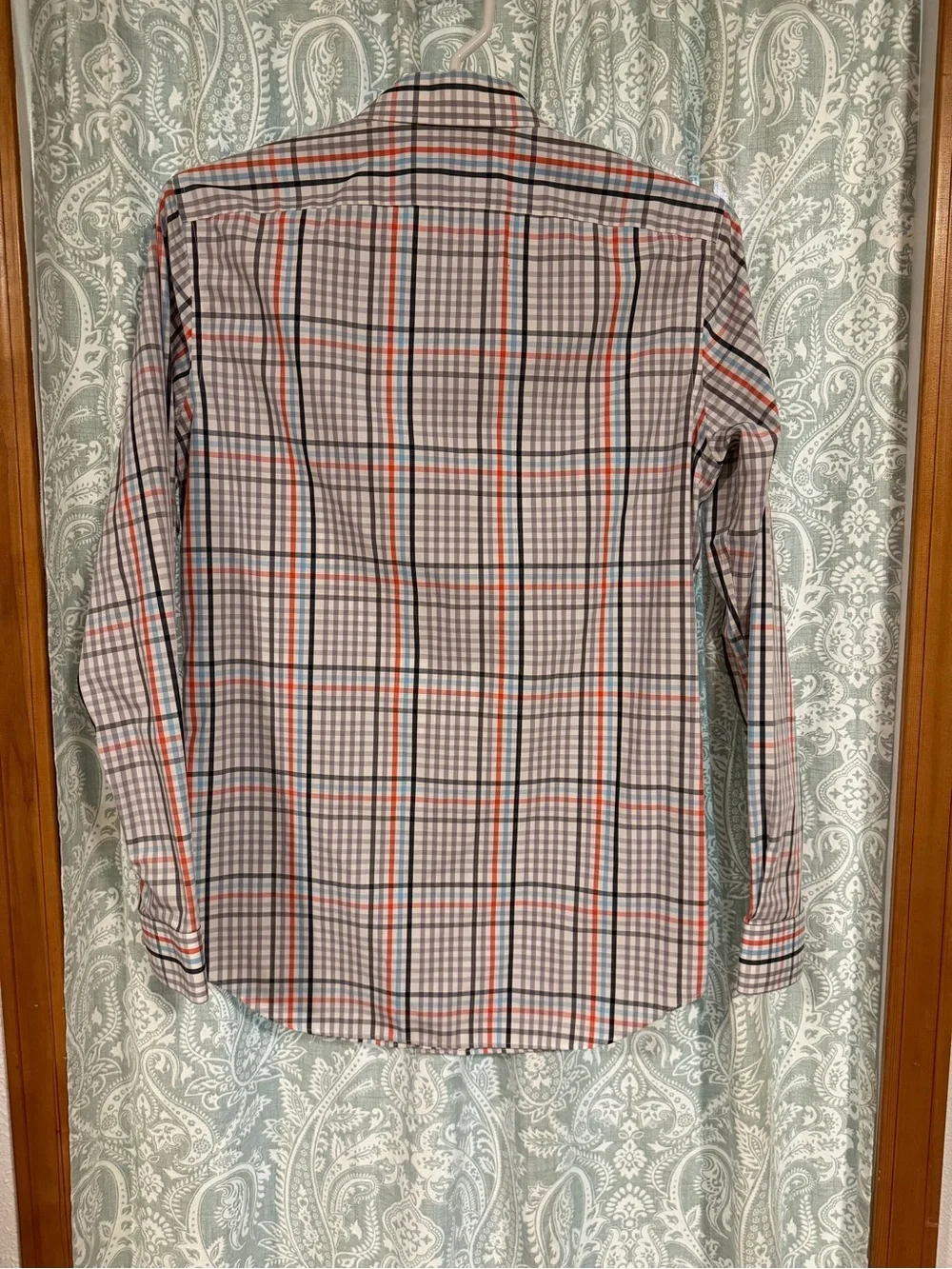 Banana Republic Multicolor Plaid Dress Shirt - Orange, Blue, Black